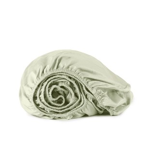 Whisper Organics Organic Cotton 300 Thread Count Sateen Fitted Sheet – Deep Pocket, Soft & Breathable - 1 of 4