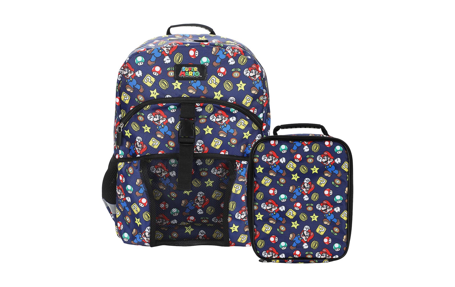 Super Mario Bros. All-Over Print 2-Piece 16" Kids Backpack & Lunch Box Set For School And Travel