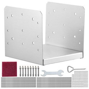 VEVOR 8"x 8" Post Base, 4Pcs Stainless Steel Adjustable Post Anchor Bracket(Internal 7.8 x 7.3"), Adjustable Post Base, Silver - 1 of 4