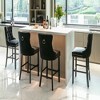 Resenkos Counter Bar Stools, Counter Stool,Upholstered Barstools with Button Tufted Decoration and Wooden Legs, Set of 2 (Black) - 2 of 4