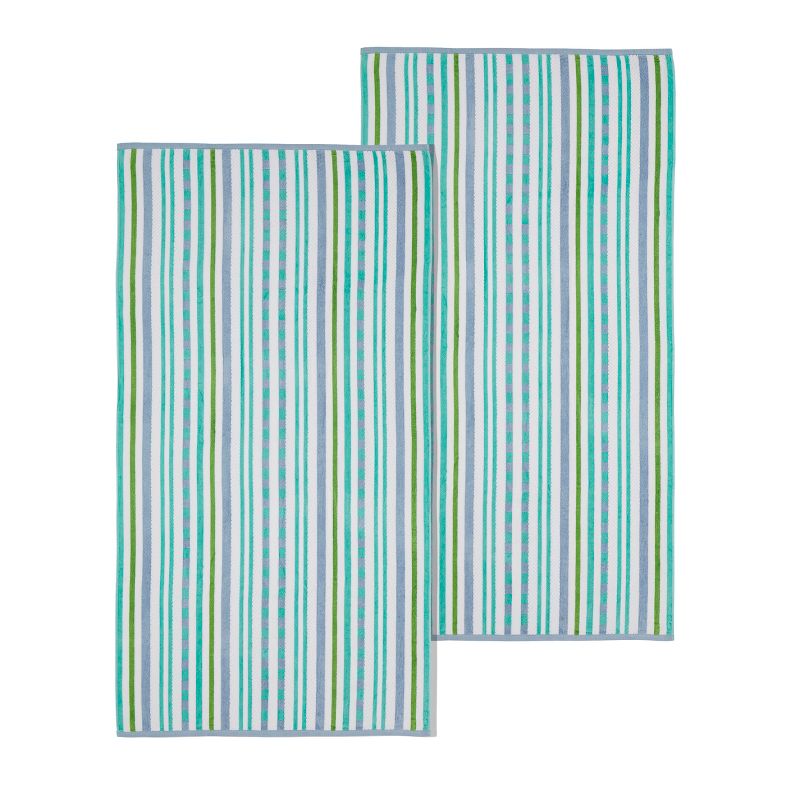 Textured Cotton Oversized Stripe Beach Towels (Set of 2) by Blue Nile Mills, 1 of 7