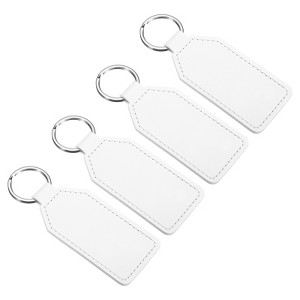Unique Bargains PU Leather Keychain Blank with Key Rings for DIY Laser Engraving 4 Pcs - 1 of 4