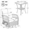 3-Piece Rattan Rocker Swivel Patio Accent Chair Set Of 2,Square Table,Modern Arm Chair With Cushion,Patio Chairs Outdoor -Maison Boucle - 4 of 4