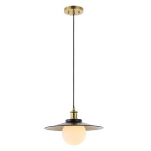 JONATHAN Y Hadley 14.5" 1-Light Scandinavian Farmhouse Iron/Frosted Glass LED Pendant: Modern Chandelier Ceiling Lighting - 1 of 4