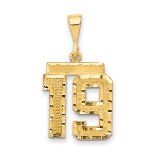 Black Bow Jewelry 14K Yellow Gold, Varsity Collection, Medium D/C Pendant Number 19 - 1 of 4