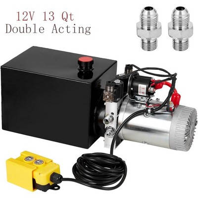 13 Qt Car Lift Hydraulic Pump Dump Trailer Electric Power Unit Double Action 12V