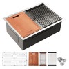 Single Bowl Undermount Workstation Kitchen Sink - 27inx19inx 10in Inch 16 Gauge Stainless Steel Deep Sink - 2 of 4