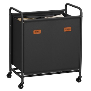 2-Section Laundry Sorter with Wheels, 37-Gallon Rolling Hamper with 2 Removable Bags & Locking Casters, for Laundry Room Bedroom, Ink Black - 1 of 4