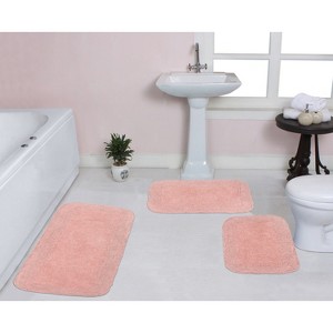 Radiant Bathroom Rugs Set, Washable Rug, Extra Soft and Absorbent bath Rug, Kitchen Mat, Bath Mat Set, Bath Floor Mat Non-Slip, 3 Pcs Set, Pink - 1 of 4