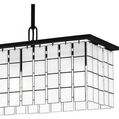 Matte Black and White Glass 4-Light Island Chandelier