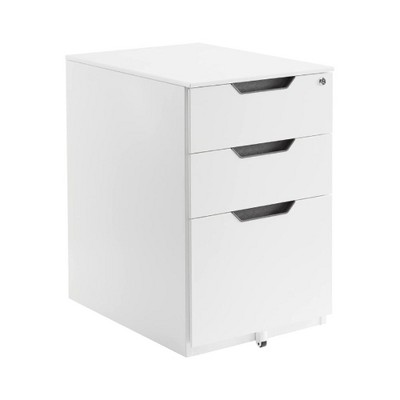 Vtec Trading White 3-Drawer Mobile File Cabinet