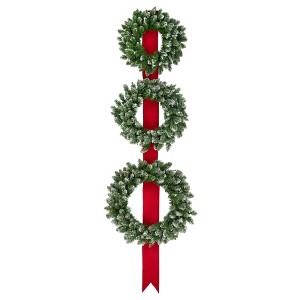 Northlight Pre-Lit B/O Frosted Wreath Trio Christmas Decoration - 6.5' - Clear LED Lights - 1 of 4