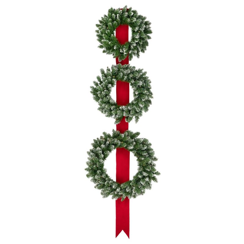 Northlight Pre-Lit Battery Operated Frosted Wreath Trio Christmas Decoration - 6.5' - Clear LED Lights, 1 of 5