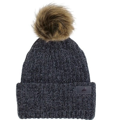 Adult Acrylic Ribbed Cuff Winter Hat with Pom