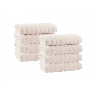 8pc Vague Turkish Cotton Hand Towel Set Cream - Enchante Home