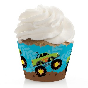 Big Dot of Happiness Smash and Crash - Monster Truck - Boy Birthday Party Decorations - Party Cupcake Wrappers - Set of 12 - 1 of 4