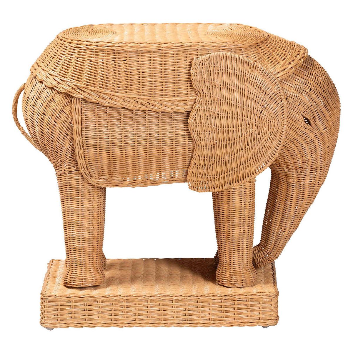 bali & pari Elissa Bohemian Rattan Elephant End Table Light Honey - thumbnail 8