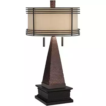 Franklin Iron Works Modern Rustic Farmhouse Table Lamp With Usb ...