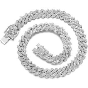 Iced Out Cuban Link Necklace - Silver/Gold Hip Hop Chain for Men Women - 1 of 4