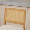 Kumasinova Solid Wood Bar Stools Set of 2,Linen Counter Height Bar Chairs with  Rattan Backrest,Kitchen Stools for Dining Room,Cafe,Bar - 4 of 4
