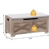 Storage Bench with Seat-100cm Shoe Bench with 2 Safety Hinges,  High-Capacity Chest for Entryway, Living Room, Bedroom, Hallway,Light ivory - 2 of 4