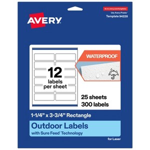 Avery Outdoor Waterproof Labels, 1.25" x 3.75" Rectangle - 1 of 4