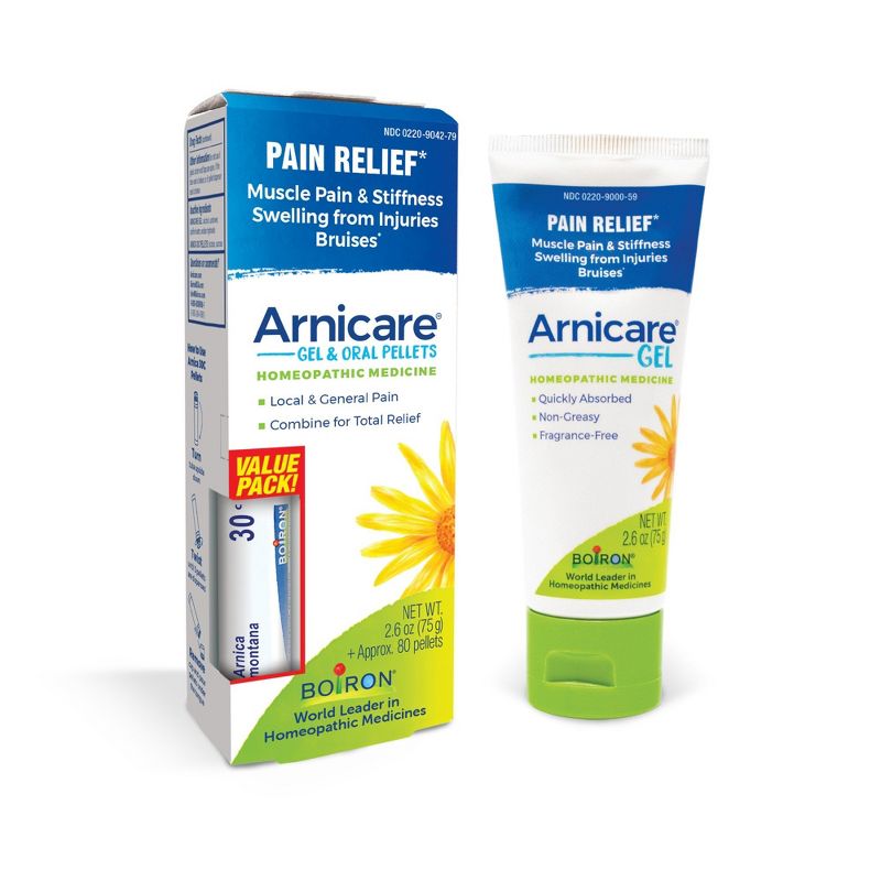 Boiron Arnicare Gel/MDT Value Pack Homeopathic Medicine For Pain Relief  -  2.6 oz + 80 Gel+Pellet, 1 of 5