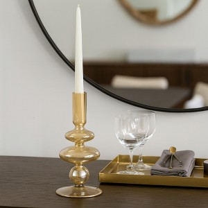 Glass Taper Candle Holder - Modern Decorative Candlestick for Home, Office, Bedroom & Living Room - Elegant Tall Contemporary Accent Decor - 1 of 4