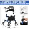 All Terrain Rollator Walker with Seat, Backrest, Handles, Walker for Seniors, 12 in Wheels Foldable Lightweight Aluminum Walkers, Adjustable Height - 3 of 4