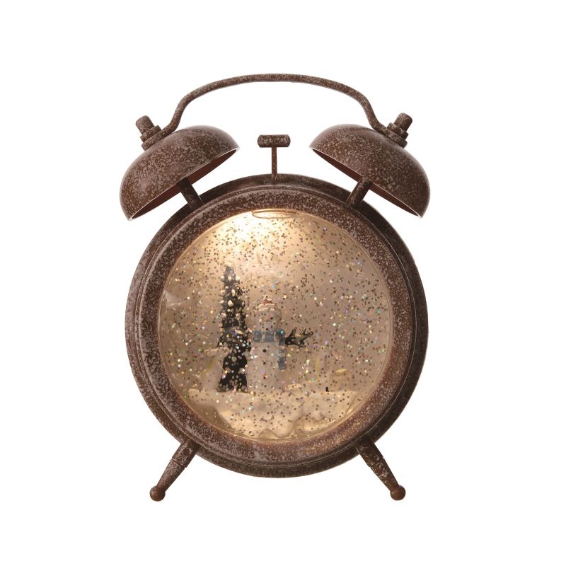 Transpac Artificial 7.25 in. Multicolor Christmas Light Up Metallic Finish Water Globe Alarm Clock Decor, 1 of 5