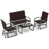Costway 4 Piece Patio Gliding Set with Tempered Glass Coffee Table Quick Dry Foam Poolside All Weather - 3 of 4