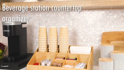 Eco-Friendly Bamboo 11-Compartment Coffee and Condiment Organizer