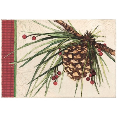 Olivia's Home Winter Pine Doormat – 22" x 32" Indoor/Outdoor Entry Mat with Forest Theme & Pine Needle Design