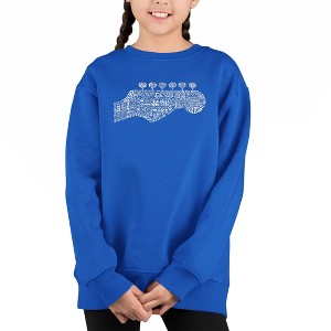 LA Pop Art Guitar Head - Girl's Word Art Crewneck Sweatshirt - 1 of 3