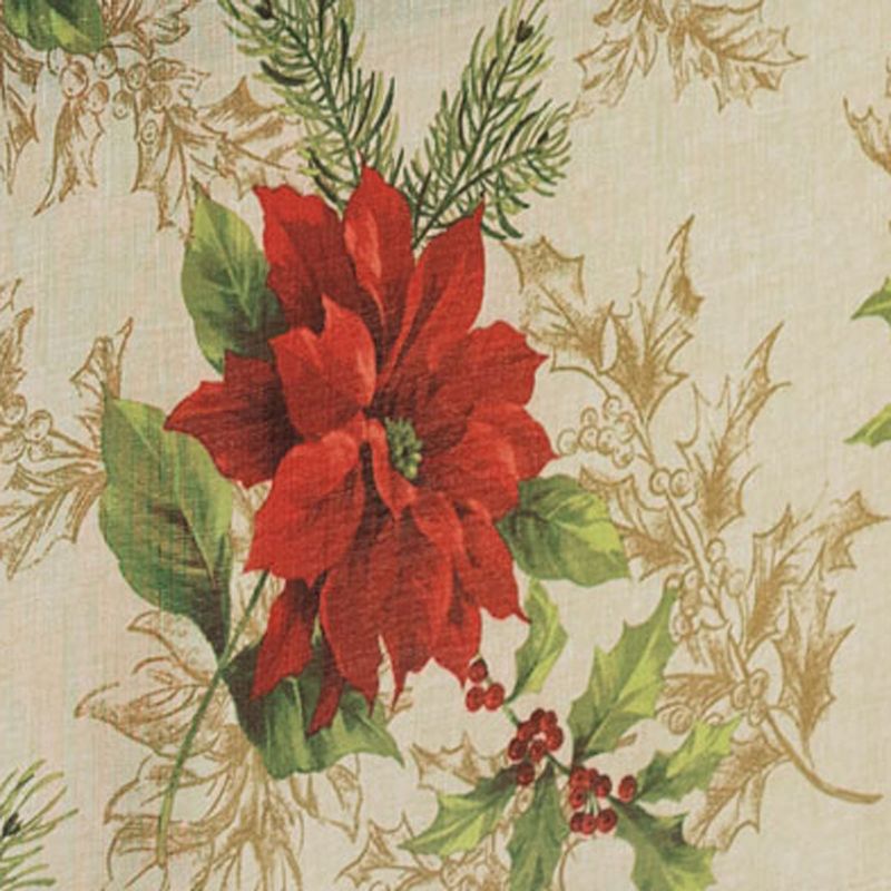 Festive Poinsettia Holiday Fabric Napkins - Set of 4 - 17" x 17" - Multi - Elrene Home Fashions, 4 of 5