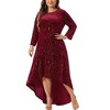 Agnes Orinda Women's Plus Size Mermaid Round Neck High Low Hem Maxi Velvet Formal Dresses - 2 of 4