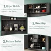 PAGED Coffee Bar Cabinet, Farmhouse Kitchen Storage Cabinets, Buffet Cabinet with Open Shelves, Kitchen Pantry Cabinet with 6 Hooks, Sideboard Cabinet - 3 of 4