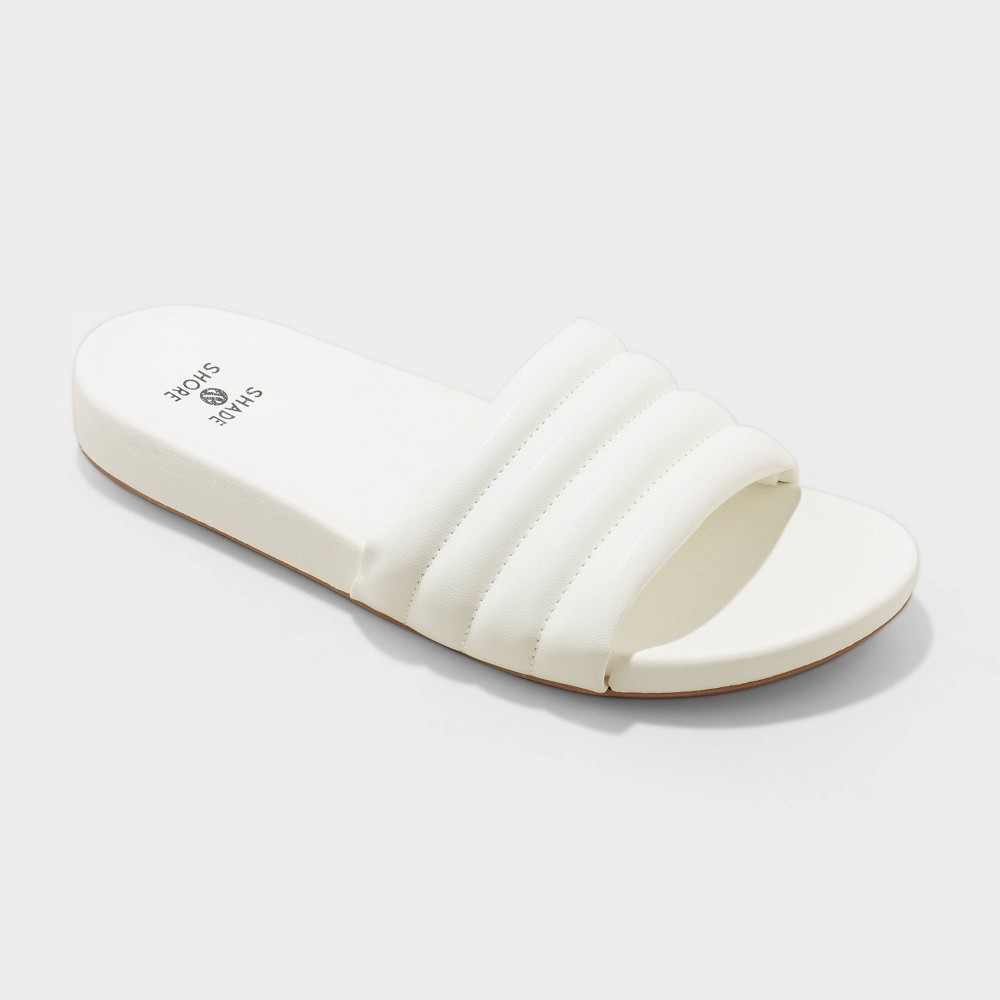 Women's Kendra Solid Slide Sandals - Shade & Shore White 5