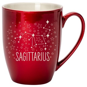 100 North Zodiac 10 Ounce Cardinal Red Metallic Finish, Comfortably Fits Your Hands, New Bone China Coffee Tea Cup Mug, Sagittarius - 1 of 1