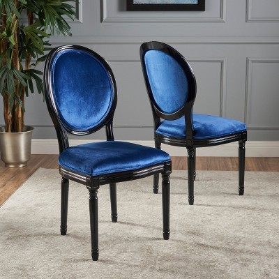 Christopher Knight Home Bella Round Back Velvet Dining Chair with Fluted Wood Legs (Set of 2)
