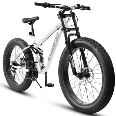 VisioGear Bicycles, 26 Inch Fat Tires Mountain Bike, Commuter City Mountain Bike for Men Women Adults, White, 27"*41.5"*78"