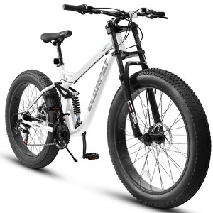 Infurnic Bicycles 26 Inch Fat Tires Mountain Bike, Commuter City Mountain Bike for Men Women Adults, White, 27"*41.5"*78" - 1 of 4