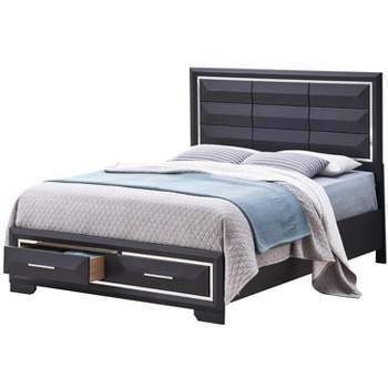 Passion Furniture Liverpool Wood Frame Panel Bed with 2 Drawers