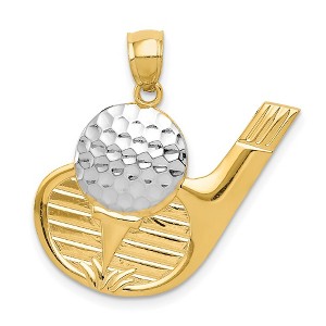 Black Bow Jewelry 14k Yellow Gold & White Rhodium Large Golf Club & Ball Pendant - 1 of 4