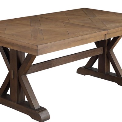 Pascaline 72-96" Extendable Rustic Brown and Oak Dining Table