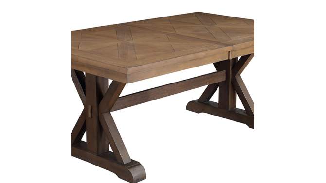 Pascaline 72-96&#34; Dining Tables Gray Fabric, Rustic Brown and Oak - Acme Furniture, 2 of 7, play video