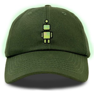Dalix Robot Embroidered Glow in the Dark Retro Dad Hat Cotton Baseball Cap Adjustable Mens - 1 of 4