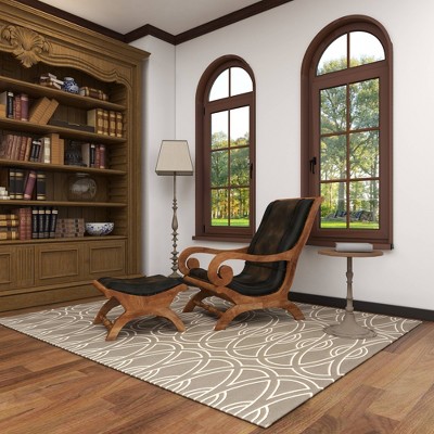 Traditional Dark Brown Leather Accent Chair and Ottoman Set