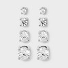 Sterling Silver Cubic Zirconia Round Stud Earring Set 4pc - A New Day™ Silver - 2 of 3