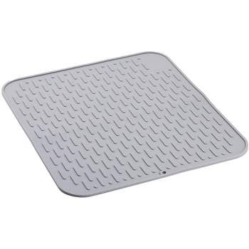 Large Ridged Plastic Non-Skid Dish Drying Mat, Grey
